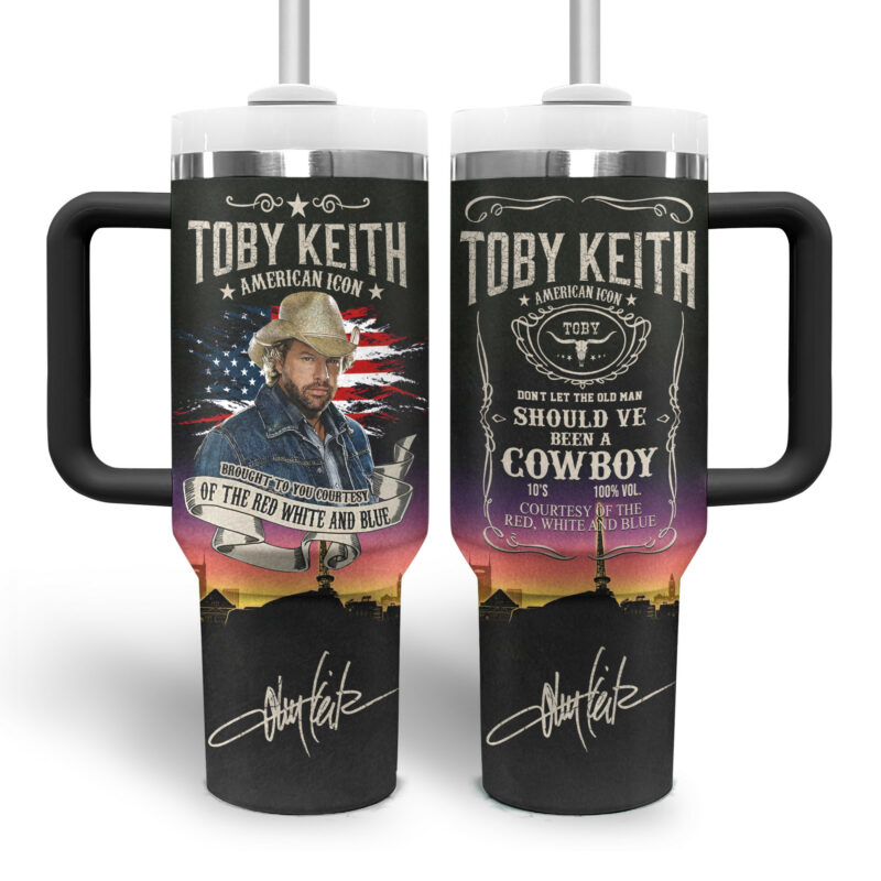 Toby Keith Music Custom Stanley Quencher 40oz Stainless Steel Tumbler With Handle - Threewoofs - Image 3