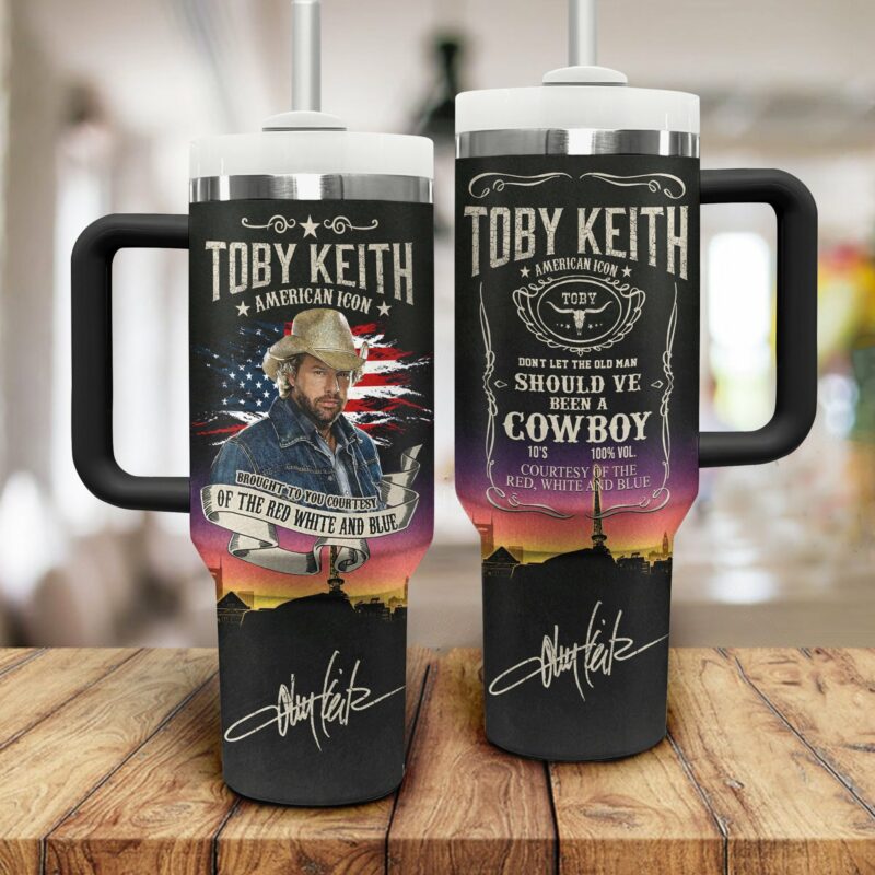 Toby Keith Music Custom Stanley Quencher 40oz Stainless Steel Tumbler With Handle - Threewoofs - Image 2