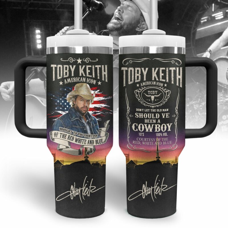 Toby Keith Music Custom Stanley Quencher 40oz Stainless Steel Tumbler With Handle - Threewoofs
