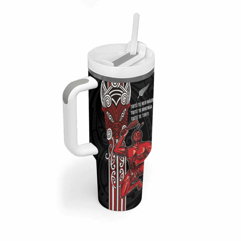 Toitu Te Reo Maori Toitu Te Whenua Custom Stanley Quencher 40oz Stainless Steel Tumbler With Handle - Threewoofs - Image 2