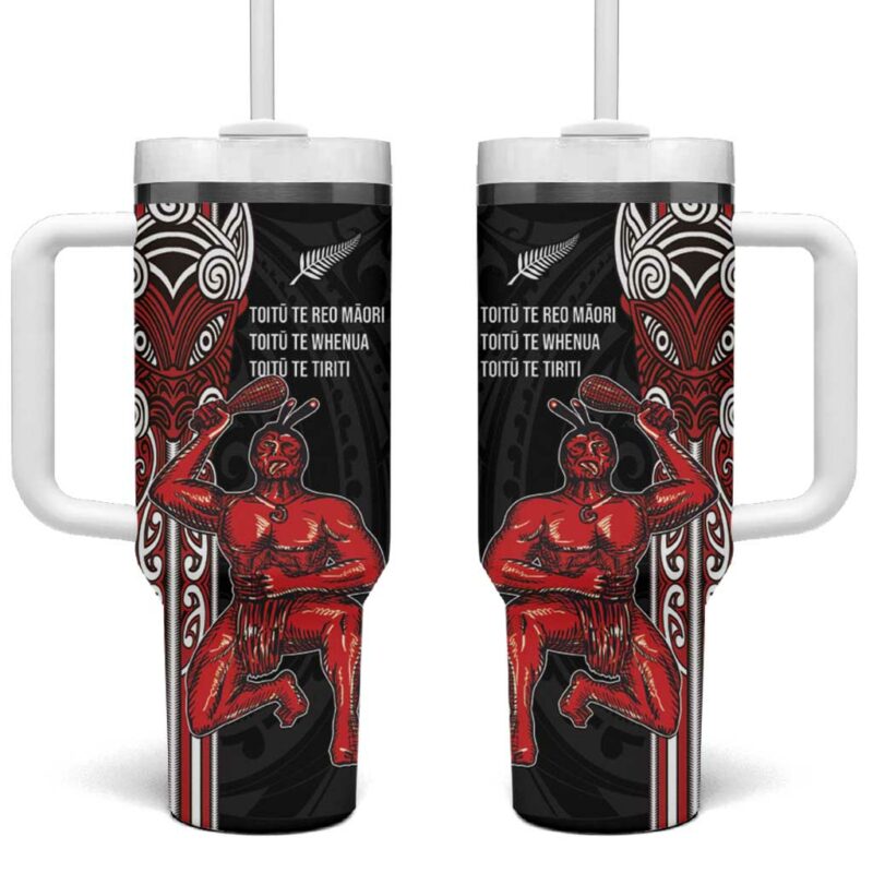 Toitu Te Reo Maori Toitu Te Whenua Custom Stanley Quencher 40oz Stainless Steel Tumbler With Handle - Threewoofs