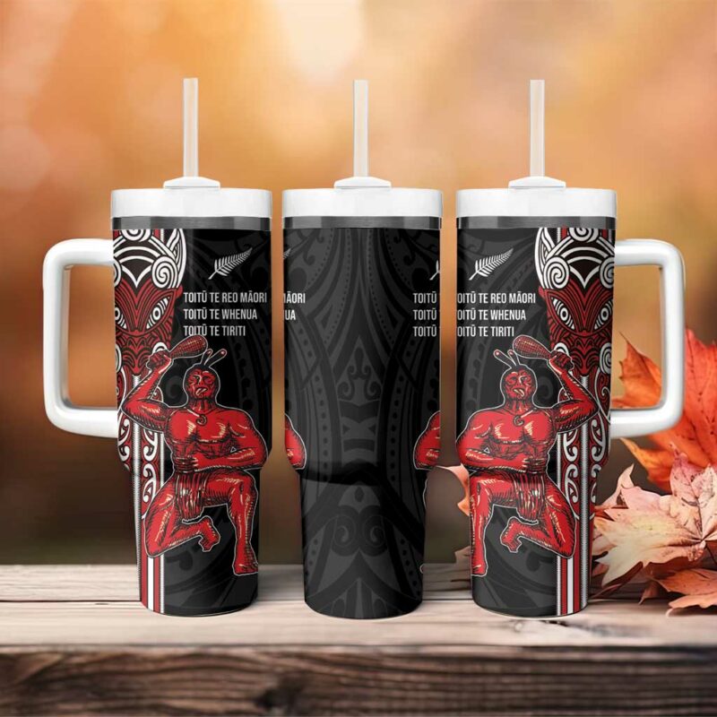 Toitu Te Reo Maori Toitu Te Whenua Custom Stanley Quencher 40oz Stainless Steel Tumbler With Handle - Threewoofs - Image 4