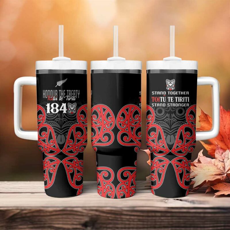 Toitu Te Tiriti 1840 Aotearoa Stand Together Stand Stronger Custom Stanley Quencher 40oz Stainless Steel Tumbler With Handle - Threewoofs