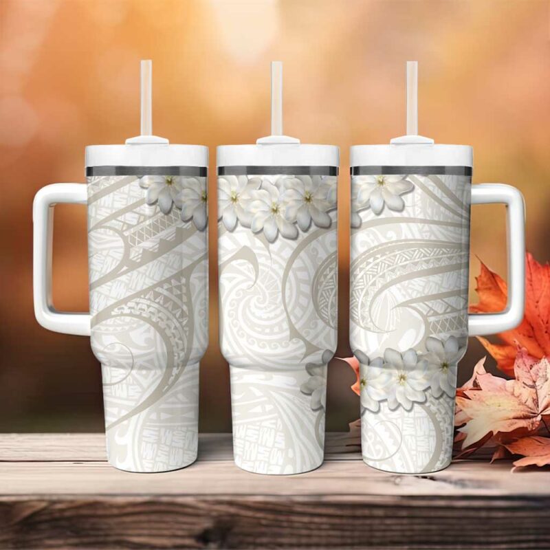 Tokelau Gardenia Thunbergia Polynesian Art Custom Stanley Quencher 40oz Stainless Steel Tumbler With Handle - Threewoofs - Image 4