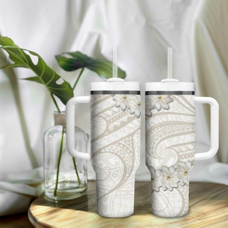 Tokelau Gardenia Thunbergia Polynesian Art Custom Stanley Quencher 40oz Stainless Steel Tumbler With Handle - Threewoofs - Image 9