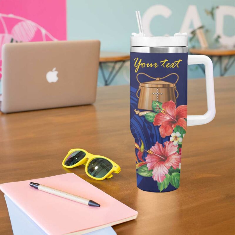 Tokelau Tropical Hibiscus With Polynesian Plumeria Tattoo Custom Stanley Quencher 40oz Stainless Steel Tumbler With Handle - Threewoofs - Image 5