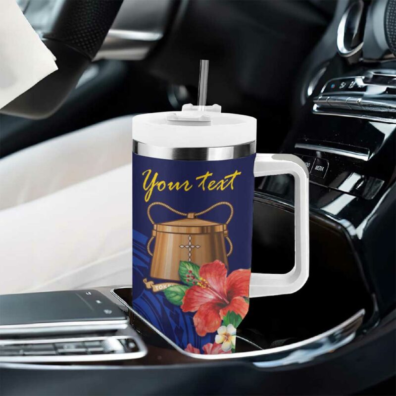 Tokelau Tropical Hibiscus With Polynesian Plumeria Tattoo Custom Stanley Quencher 40oz Stainless Steel Tumbler With Handle - Threewoofs - Image 8