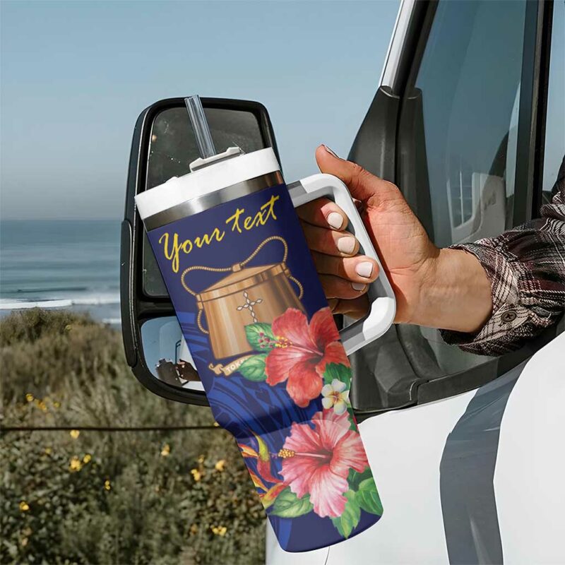 Tokelau Tropical Hibiscus With Polynesian Plumeria Tattoo Custom Stanley Quencher 40oz Stainless Steel Tumbler With Handle - Threewoofs - Image 7