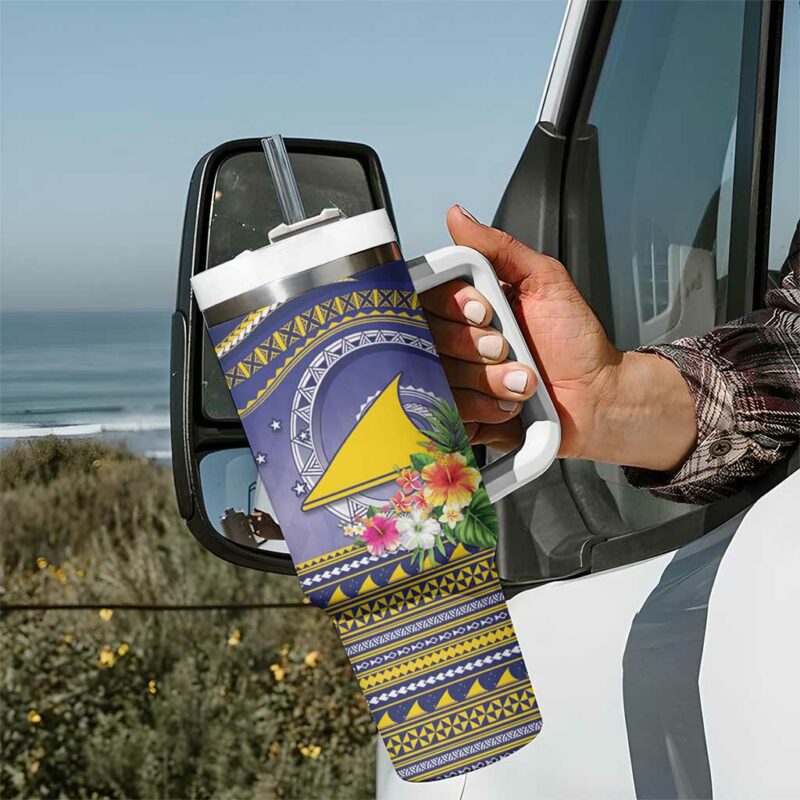Tokelau Tuluma Polynesian Tropical Flowers Custom Stanley Quencher 40oz Stainless Steel Tumbler With Handle - Threewoofs - Image 7