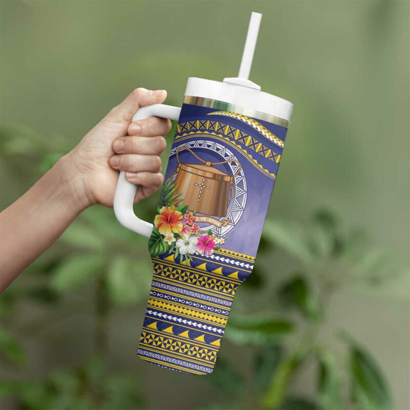 Tokelau Tuluma Polynesian Tropical Flowers Custom Stanley Quencher 40oz Stainless Steel Tumbler With Handle - Threewoofs - Image 3