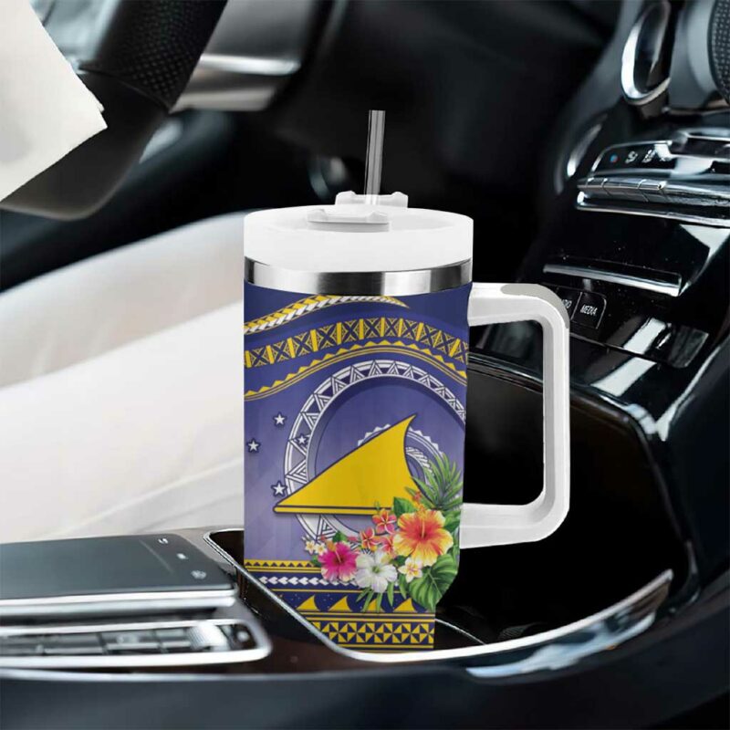 Tokelau Tuluma Polynesian Tropical Flowers Custom Stanley Quencher 40oz Stainless Steel Tumbler With Handle - Threewoofs - Image 8
