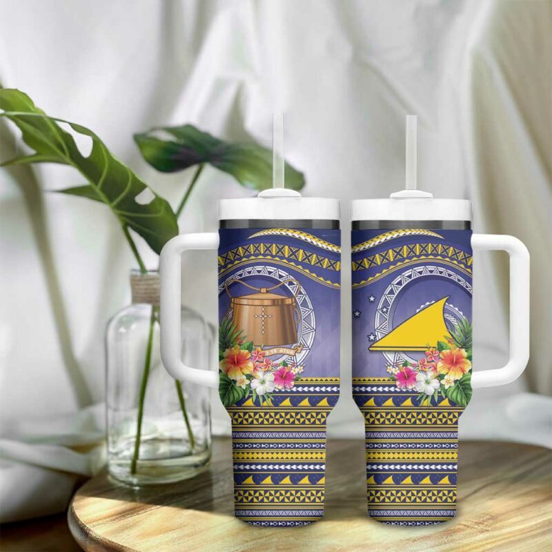 Tokelau Tuluma Polynesian Tropical Flowers Custom Stanley Quencher 40oz Stainless Steel Tumbler With Handle - Threewoofs - Image 9