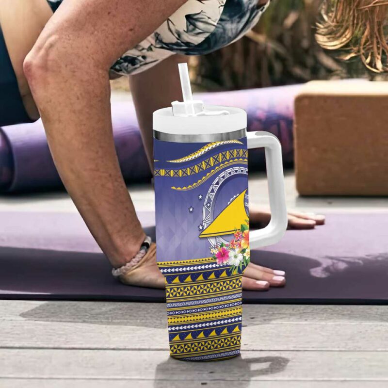 Tokelau Tuluma Polynesian Tropical Flowers Custom Stanley Quencher 40oz Stainless Steel Tumbler With Handle - Threewoofs - Image 6