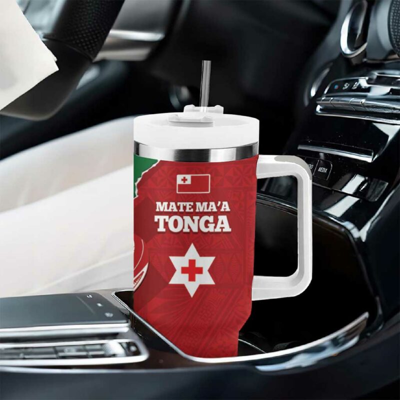 Tonga And Australia Rugby Mate Maa Tongan Ngatu Mix Kangaroos Aboriginal Custom Stanley Quencher 40oz Stainless Steel Tumbler With Handle - Threewoofs - Image 8