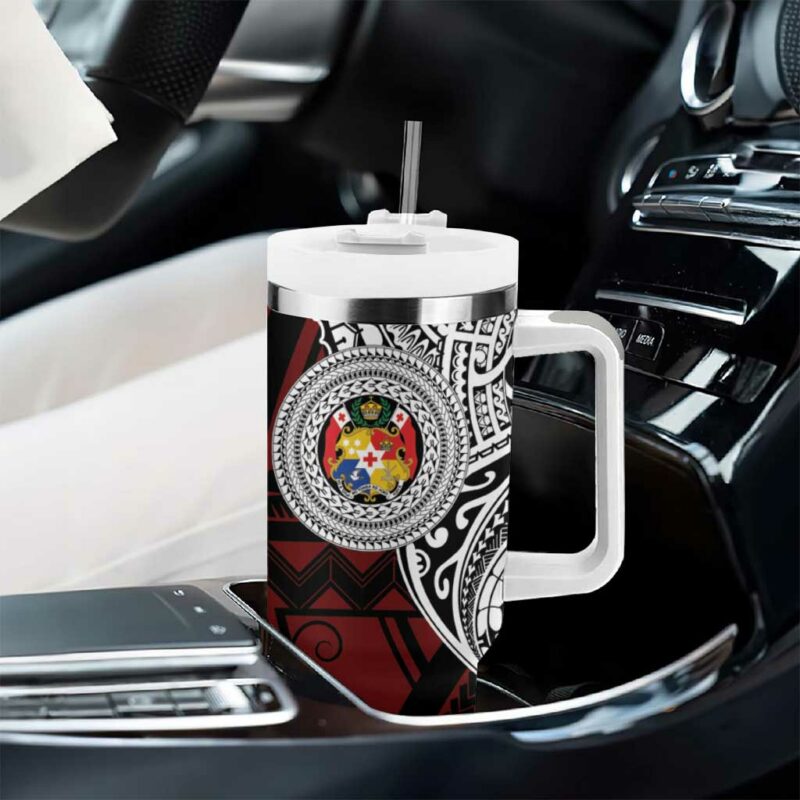 Tonga Constitution Day 1875 Polynesian Tribal Tattoo Custom Stanley Quencher 40oz Stainless Steel Tumbler With Handle - Threewoofs - Image 8