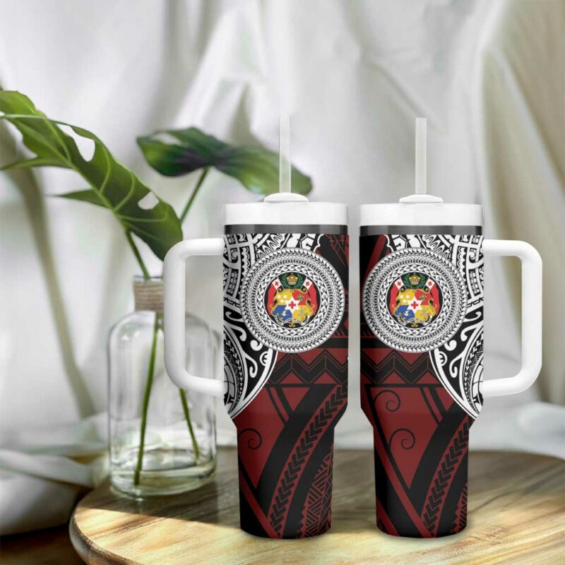 Tonga Constitution Day 1875 Polynesian Tribal Tattoo Custom Stanley Quencher 40oz Stainless Steel Tumbler With Handle - Threewoofs - Image 9