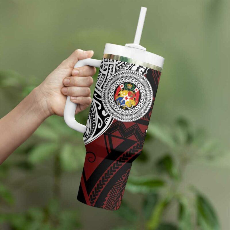 Tonga Constitution Day 1875 Polynesian Tribal Tattoo Custom Stanley Quencher 40oz Stainless Steel Tumbler With Handle - Threewoofs - Image 3