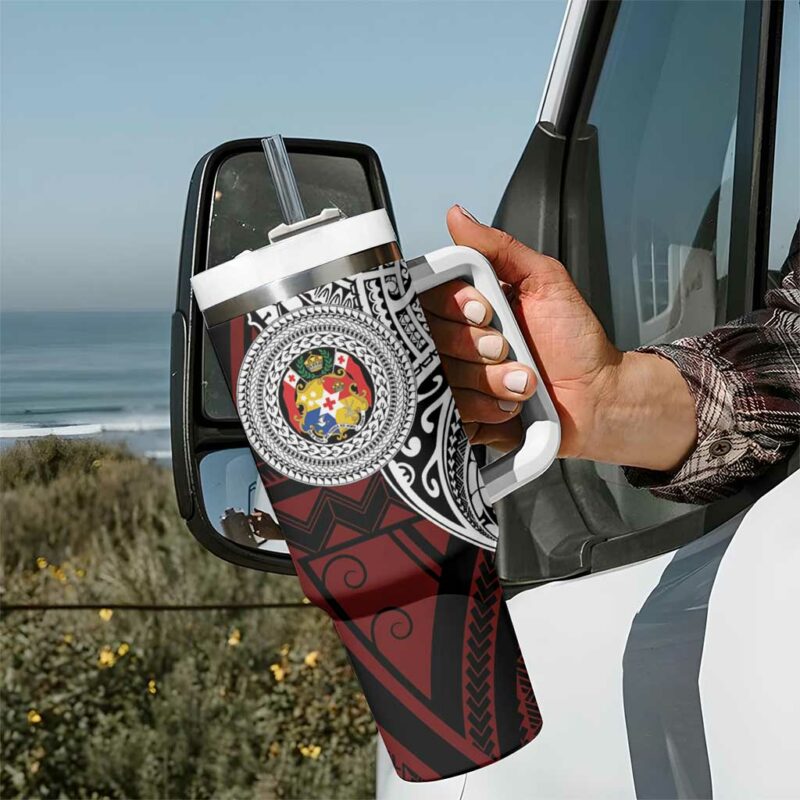 Tonga Constitution Day 1875 Polynesian Tribal Tattoo Custom Stanley Quencher 40oz Stainless Steel Tumbler With Handle - Threewoofs - Image 7