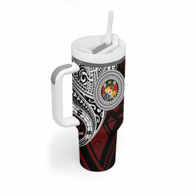 Tonga Constitution Day 1875 Polynesian Tribal Tattoo Custom Stanley Quencher 40oz Stainless Steel Tumbler With Handle - Threewoofs - Image 2