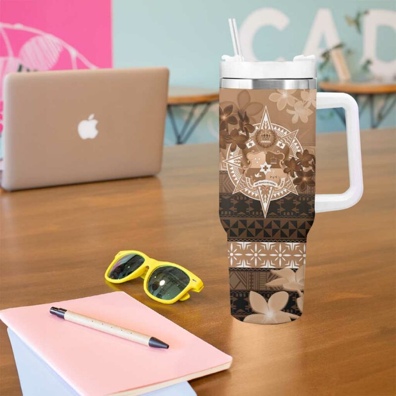 Tonga Emancipation Day Tongan Kupesi Ngatu Vintage Custom Stanley Quencher 40oz Stainless Steel Tumbler With Handle - Threewoofs - Image 5