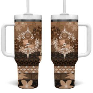 Tonga Emancipation Day Tongan Kupesi Ngatu Vintage Custom Stanley Quencher 40oz Stainless Steel Tumbler With Handle - Threewoofs