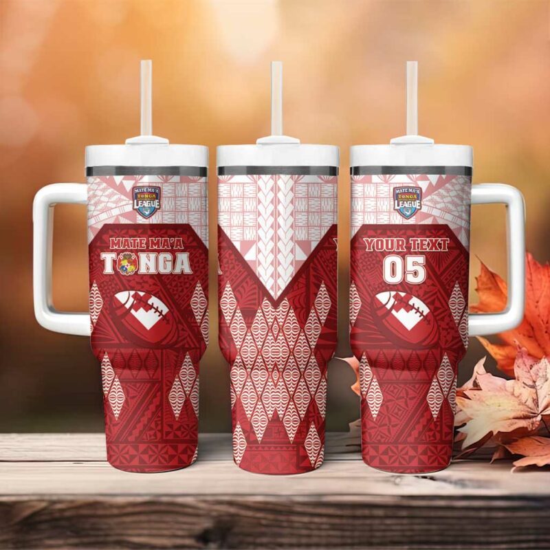 Tonga Rugby 2023 Pacific Championships Kupesi Ngatu Mate Maa Custom Stanley Quencher 40oz Stainless Steel Tumbler With Handle - Threewoofs - Image 4