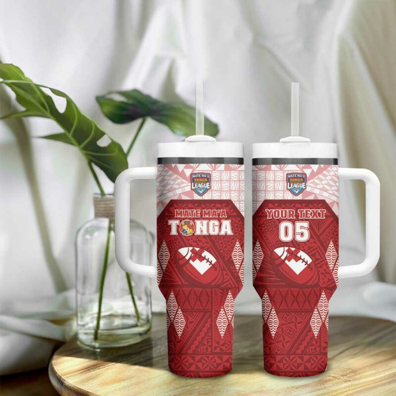 Tonga Rugby 2023 Pacific Championships Kupesi Ngatu Mate Maa Custom Stanley Quencher 40oz Stainless Steel Tumbler With Handle - Threewoofs - Image 9