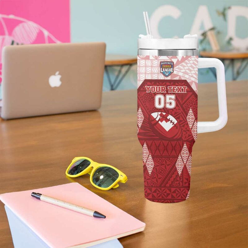 Tonga Rugby 2023 Pacific Championships Kupesi Ngatu Mate Maa Custom Stanley Quencher 40oz Stainless Steel Tumbler With Handle - Threewoofs - Image 5