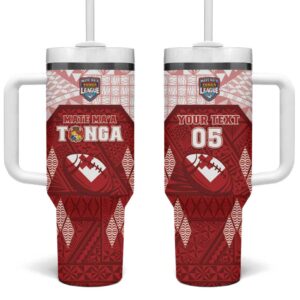 Tonga Rugby 2023 Pacific Championships Kupesi Ngatu Mate Maa Custom Stanley Quencher 40oz Stainless Steel Tumbler With Handle - Threewoofs
