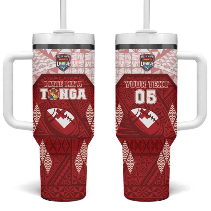Tonga Rugby 2023 Pacific Championships Kupesi Ngatu Mate Maa Custom Stanley Quencher 40oz Stainless Steel Tumbler With Handle - Threewoofs