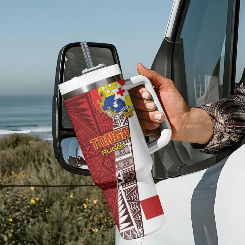 Tonga Rugby Go Tongan Custom Stanley Quencher 40oz Stainless Steel Tumbler With Handle - Threewoofs - Image 7