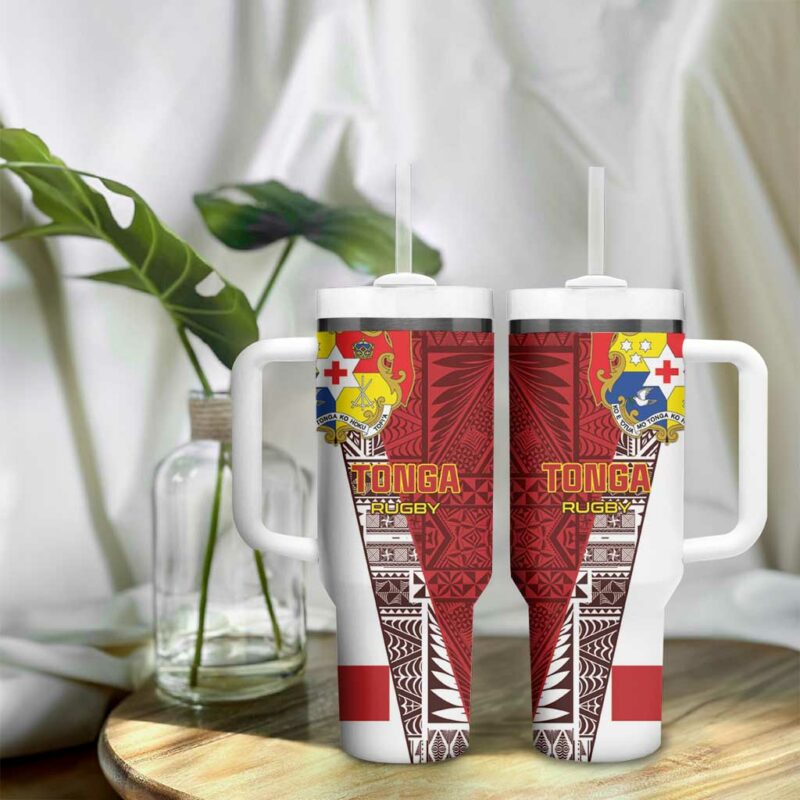Tonga Rugby Go Tongan Custom Stanley Quencher 40oz Stainless Steel Tumbler With Handle - Threewoofs - Image 9
