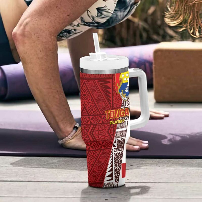 Tonga Rugby Go Tongan Custom Stanley Quencher 40oz Stainless Steel Tumbler With Handle - Threewoofs - Image 6