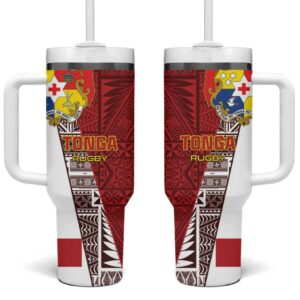 Tonga Rugby Go Tongan Custom Stanley Quencher 40oz Stainless Steel Tumbler With Handle - Threewoofs