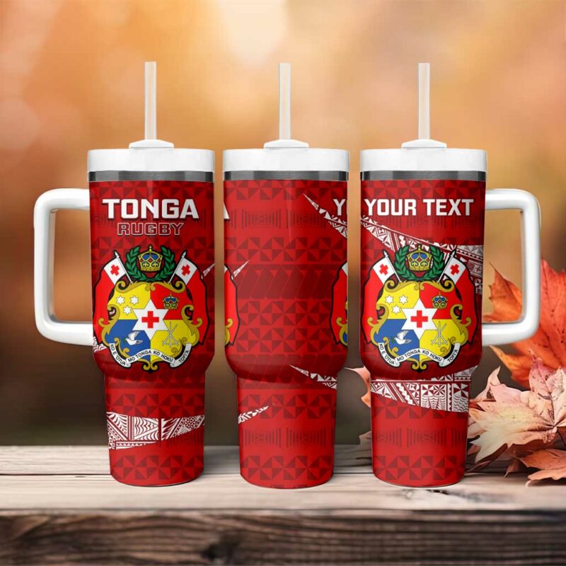 Tonga Rugby Ikale Tahi Tongan Ngatu Custom Stanley Quencher 40oz Stainless Steel Tumbler With Handle - Threewoofs - Image 4