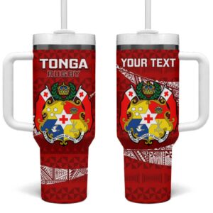 Tonga Rugby Ikale Tahi Tongan Ngatu Custom Stanley Quencher 40oz Stainless Steel Tumbler With Handle - Threewoofs