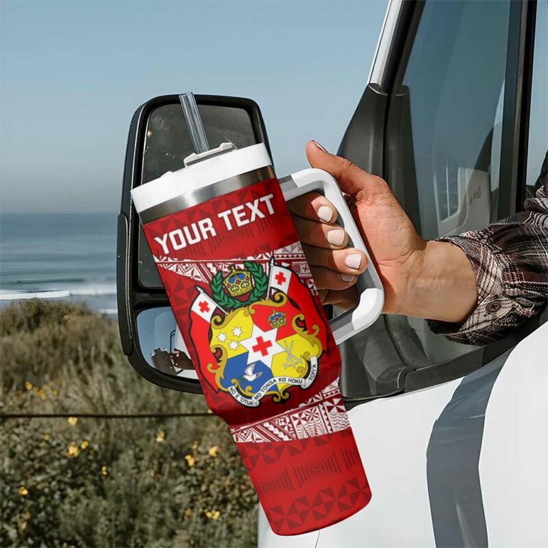 Tonga Rugby Ikale Tahi Tongan Ngatu Custom Stanley Quencher 40oz Stainless Steel Tumbler With Handle - Threewoofs - Image 7