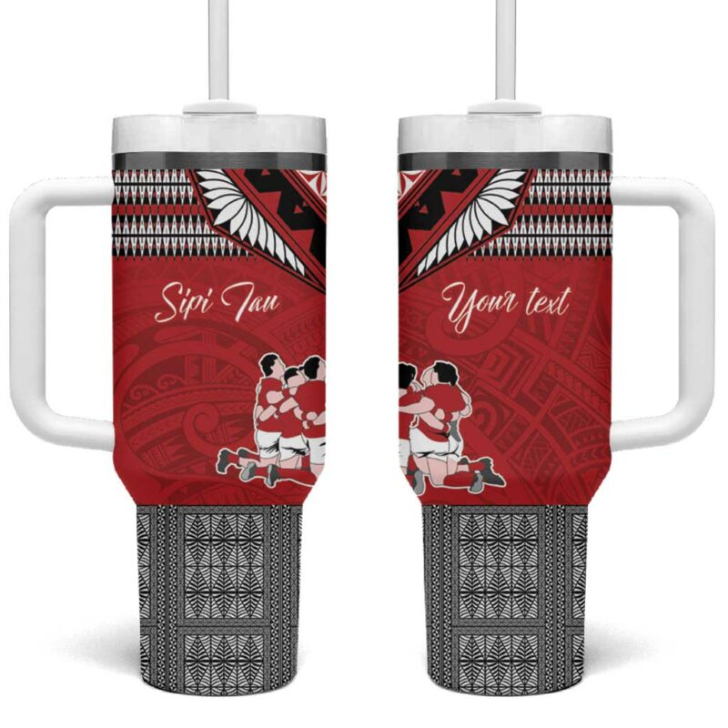 Tonga Rugby Pacific Ikale Tahi Sipi Tau Custom Stanley Quencher 40oz Stainless Steel Tumbler With Handle - Threewoofs