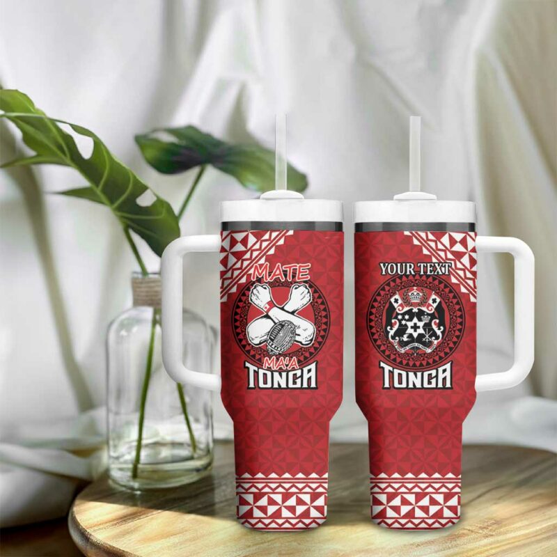 Tonga Rugby XIII Mate Ma‚Äôa Tonga with Ngatu Custom Stanley Quencher 40oz Stainless Steel Tumbler With Handle - Threewoofs - Image 9