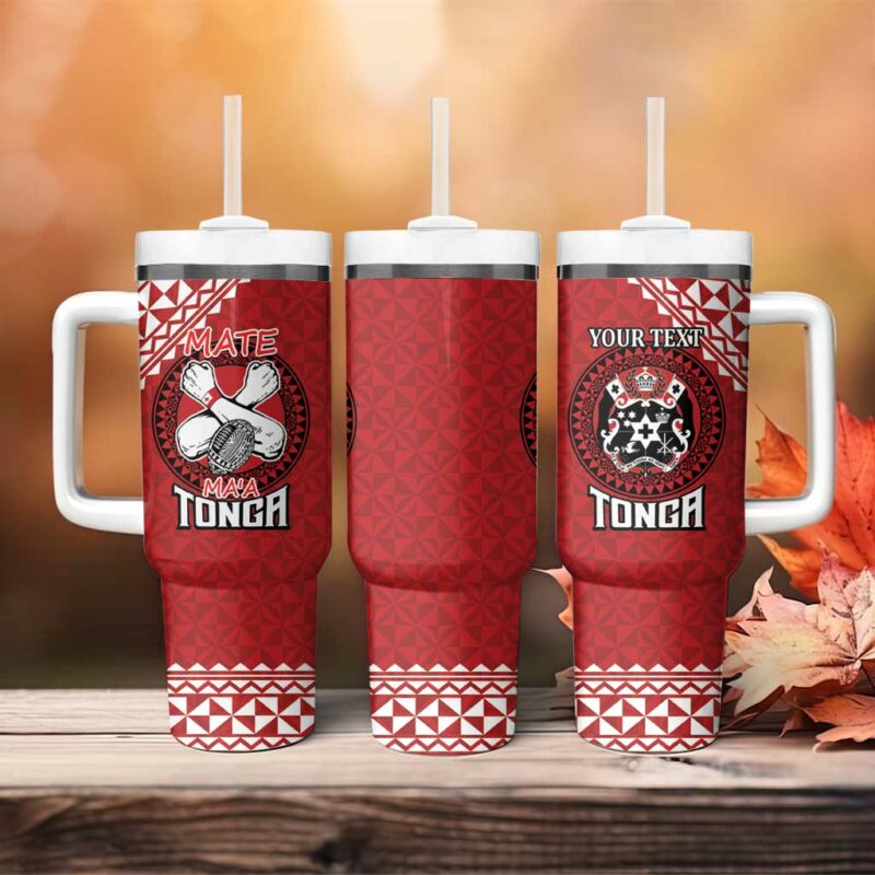 Tonga Rugby XIII Mate Ma‚Äôa Tonga with Ngatu Custom Stanley Quencher 40oz Stainless Steel Tumbler With Handle - Threewoofs - Image 4