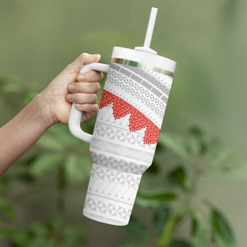 Tonga White Sunday Custom Stanley Quencher 40oz Stainless Steel Tumbler With Handle - Threewoofs - Image 3