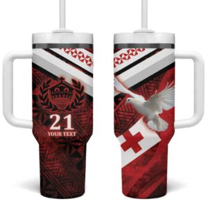 Tonga XIII Rugby Tribal Tattoo Mate Ma‚Äôa Tonga Kupesi Ngatu Grunge Custom Stanley Quencher 40oz Stainless Steel Tumbler With Handle - Threewoofs