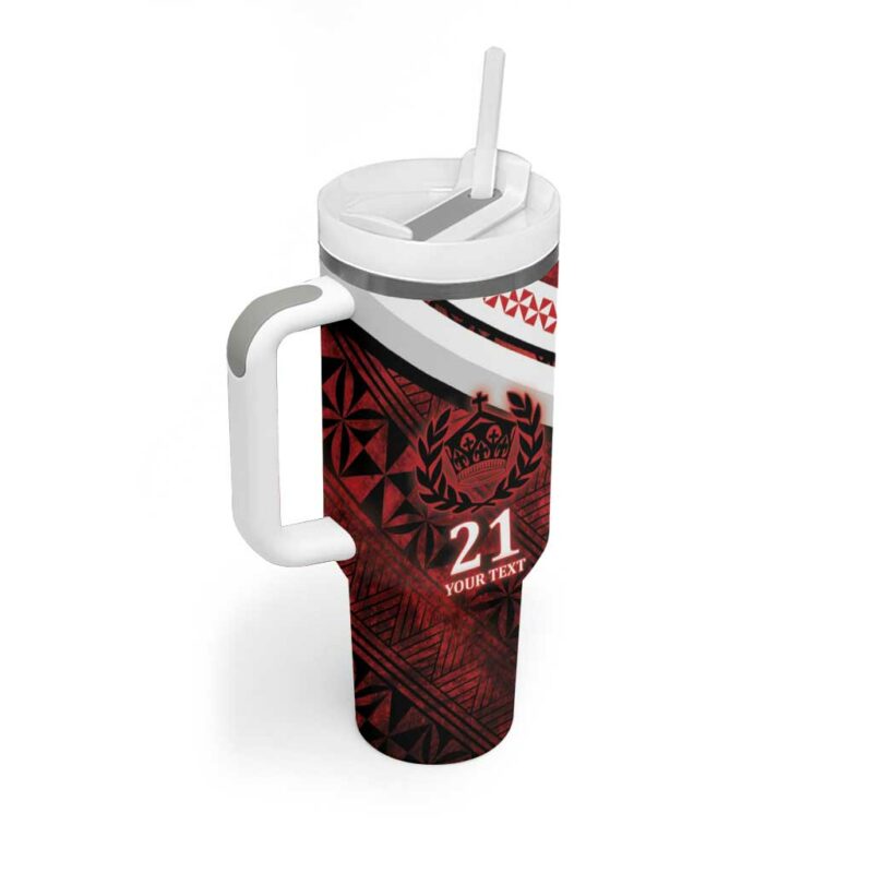 Tonga XIII Rugby Tribal Tattoo Mate Ma‚Äôa Tonga Kupesi Ngatu Grunge Custom Stanley Quencher 40oz Stainless Steel Tumbler With Handle - Threewoofs - Image 2