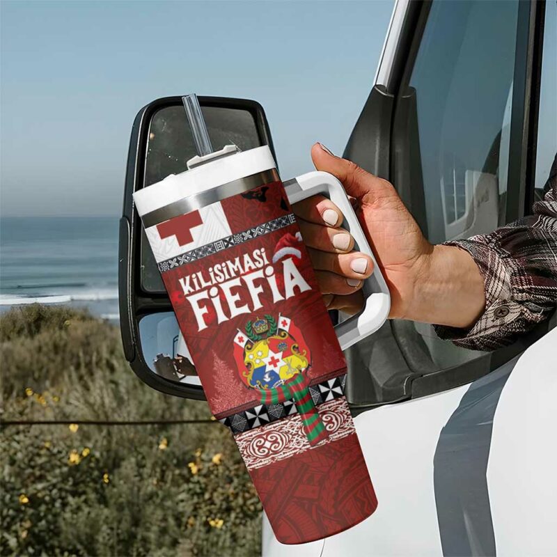 Tongan Christmas Kilisimasi Fiefia with Ngatu Art Tattoo Custom Stanley Quencher 40oz Stainless Steel Tumbler With Handle - Threewoofs - Image 7