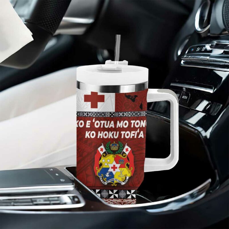 Tongan Culture Ngatu Art Tattoo and Emblem of Tonga Custom Stanley Quencher 40oz Stainless Steel Tumbler With Handle - Threewoofs - Image 8
