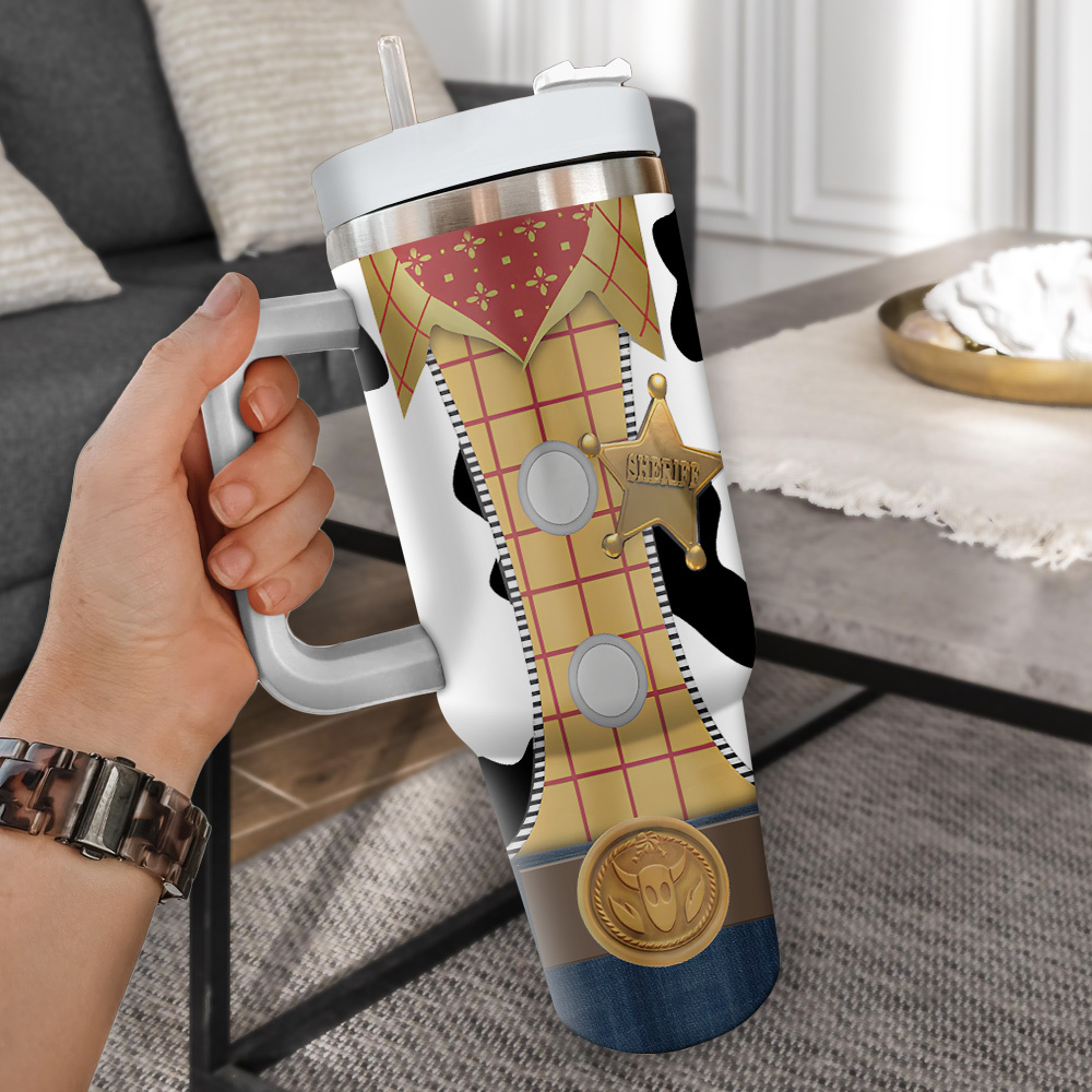 Cowboy-Themed Insulated Tumbler with Handle - Fun and Functional Drinkware - Image 2