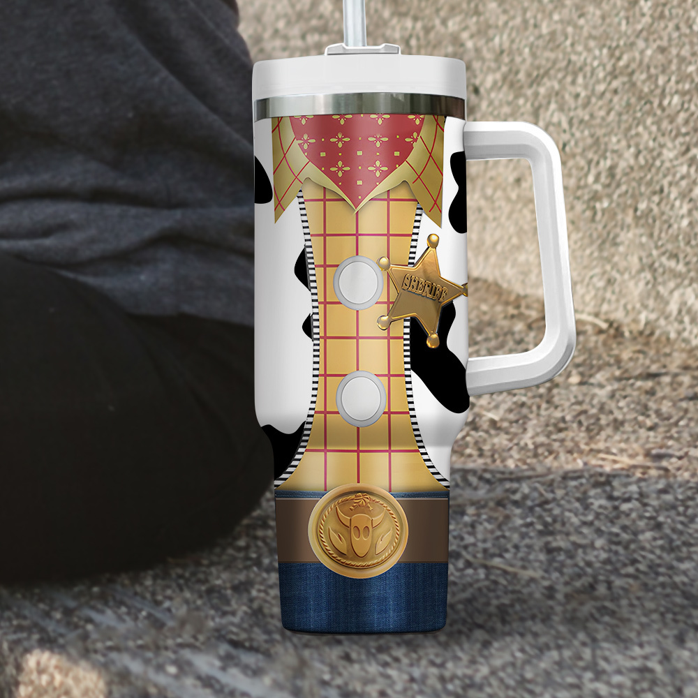 Cowboy-Themed Insulated Tumbler with Handle - Fun and Functional Drinkware - Image 3