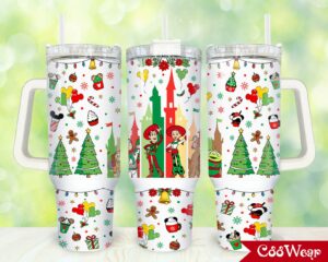 Festive Holiday Tumbler with Fun Cartoon Characters - Perfect for Parties