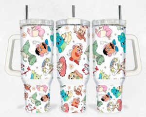 Colorful Cartoon Character Insulated Tumbler with Handle and Straw