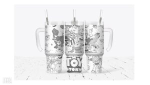 Toy Story Themed Stainless Steel Travel Mug with Handle & Straw
